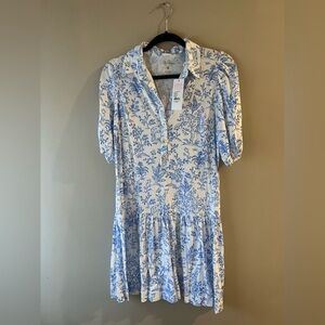 Lilly Pulitzer Tall Tales Bingley Cotton Blue Floral Midi Dress Button Front S